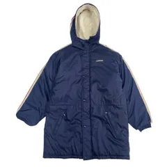 90s〜00s adidas 中綿ロングコート ビッグロゴ ネイビー L