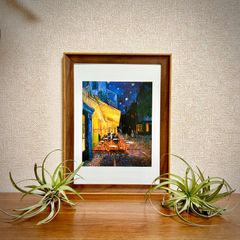 訳アリ☆アウトレット品☆新品☆額付アートポスター◇フィンセント・ファン・ゴッホ☆Vincent van Gogh☆夜のカフェテリア☆絵画☆壁掛け☆インテリア☆