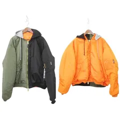 ヴェトモン ベトモン VETEMENTS x アルファ インダストリーズ Alpha Industries 美品 22AW スプリット ボンバージャケット リバーシブル バイカラー UA65JA226G Sサイズ 黒 ブラック オレンジ カーキ ★AA★のサムネイル