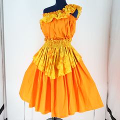 【美品 日本製 フラダンス衣装】イエロー Paondor ワンピース ドレス 黄 日本製 フラダンス衣装】イエロー Paondor ワンピース ドレス