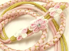 平和屋着物●和装小物　振袖用帯締め　装飾　つまみ細工　ラインストーン　パール　金糸　逸品　未使用　AAAV5886ay