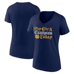 【送料無料】 ファナティクス レディース Tシャツ トップス Women's Fanatics Navy Notre Dame Fighting Irish Play Like a Champion Old English V-Neck T-Shirt Ntd