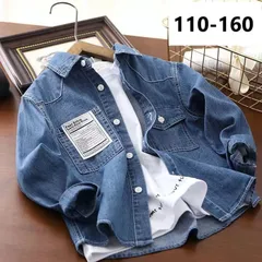 キッズ 子供服 子ども服 デニムシャツ シャツ デニム デニムシャツキッズ キッズデニムシャツ キッズデニムジャケット キッズ長袖シャツ トップス アウター 薄い上着 春先アウター カジュアル 男の子 春 ゆったり KCGA004(110-160)