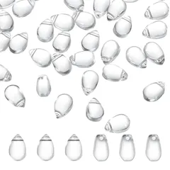 特別価格　白 50個 6x9mm ティアドロップ水晶チェコガラスビーズ PATIKIL