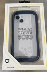 【新品·未使用】iFace iPhone14 ケース 強化ガラスクリアケース ネイビー