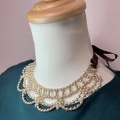 つけ襟風パールネックレス【パールゴールド】