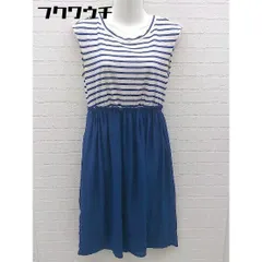 ◇ Adam et Rope' アダムエロペ ボーダー 切替 ノースリーブ 膝丈 ワンピース サイズ38 ブルー アイボリー レディース 【中古】 【1002802138119】