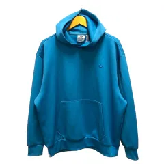 アディダス adidas パーカー フーディー リブ ワンポイント ロゴ 長袖 M 青 ブルー