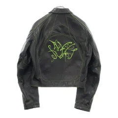 Acne Studios (アクネ ストゥディオズ) 24AW Leather Jacket バック刺繍ロゴ ジップアップ レザージャケット ブラック FN-MN-LEAT000282のサムネイル