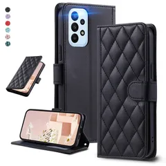 UnivoColors Galaxy A53 5G (SCG15) キルティングレザー調 手帳型ケース エレガント 高質PU マグネット開閉式 カード収納機能 スタンド機能 液晶全面保護 レンズ保護 ストラップ付属(ブラック)