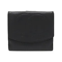 CHANEL シャネル ココマーク 2つ折財布 二つ折り Wホック財布 ダブルホック キャビアスキン レザー ブラック 黒 A13496