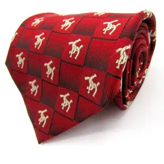 日本ダービー ブランド ネクタイ シルク チェック柄 総柄 競馬 コレクション メンズ レッド JAPAN 【中古】