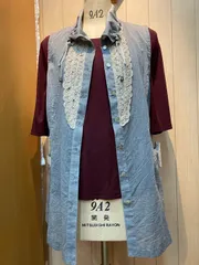 春夏秋、レディース　ミセスファッション、トップス、　シワ加工　綿１００％　襟付き　前開き　ロングベスト、やや大きいサイズ！(フリーサイズ）　５０代６０代７０代　(ギフト用ラッピング承ります)　(税込み　15,180円）13,800円の商品