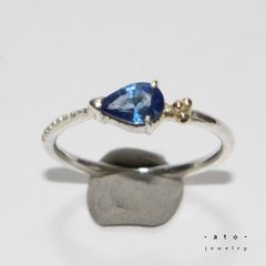 サファイアミル打ち留めシルバープレートデザインリング約12号