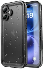 ★SPORTLINK iPhone 16 Plus 用 防水ケース iPhone 16 Plus 用 ケース 完全防水 IP68規格防水等級 防雪 防塵 耐衝撃 360°全面保護 ワイヤレス充電 フェイスID 認証対応  6.7インチ 適用 (ブラック）