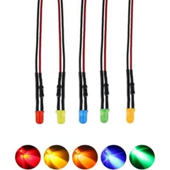 発光ダイオード 配線付き 3mm 12V ジオラマ電飾用 5色あり 20本入り 抵抗付き インジケータランプ おもちゃのランプ 電源 LED ラインランプ