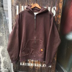 【Carhartt】カーハート フルジップ スウェット アクティブパーカー  茶 無地◆Size:US-XL