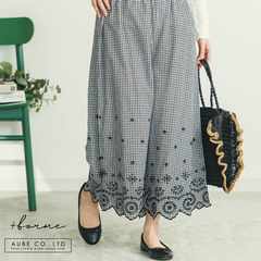 チェックスカラップ刺繍ぺチパンツ
