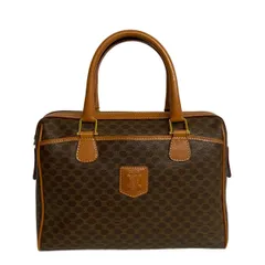 極 美品 CELINE セリーヌ ヴィンテージ マカダム ブラゾン トリオンフ レザー ミニ ボストンバッグ ハンドバッグ ブラウン 26285