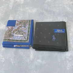 【新品2点セット】ポロラルフローレン＆ピエールカルダン メンズハンカチ 黒ドット／ネイビーペイズリーセット まとめて