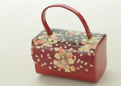 赤桜バック　バックのみ　振袖バック　格安　成人式　着物　和装バック　かぶせ黒赤ワインレッド