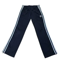 古着 adidas アディダス トラックパンツ 刺繍 トレフォイルロゴ ブラック×ホワイトライン Sサイズ 257-79