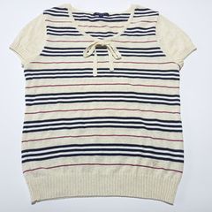 バーバリー 半袖 ボーダーニット カットソー ベージュ 2サイズ Burberry