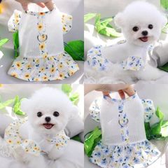 犬 夏服 ドッグウェアメッシュ涼しいハーネス 可愛い胴輪 けん引 ワンピース