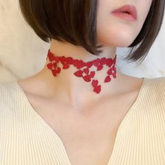 Bloody Heart：赤いハートのタトゥーレースのチョーカー 　SV561
