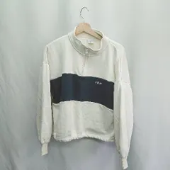 ◇ ⊇ FILA フィラ 裏起毛 長袖 ハーフジッププルオーバー サイズM ホワイト系 レディース E  【1412090056123】
