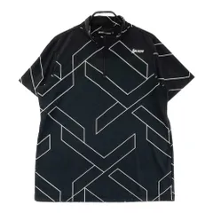 サイズ：LL SRIXON スリクソン  DESCENTE ハーフジップ 半袖Tシャツ 総柄 ブラック系 [240101365209]# ゴルフウェア メンズ ストスト