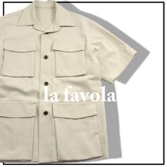 【新品】 la favola ／ ラファーヴォラ　サファリジャケット 日本製 テーラリング ジャケット 半袖 シャツジャケット コットン ツイル シャツ ベージュ ｜ 春夏