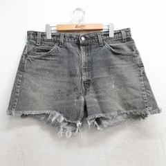 W36/古着 リーバイス Levis 505 ショート パンツ ショーツ メンズ 90s ヒゲ コットン 黒 ブラック デニム spe 25jul02 中古 ボトムス 短パ