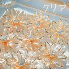 クリアー×ゴールド メタルフラワーパーツ フレームとラインストーン 18mm 透明 桃色 ももいろ 桜 さくら サクラ 梅 紫陽花 あじさい 蓮 秋桜コスモス 雪の結晶 入園式入学式 ハロウィン クリスマス ピアスイヤリング ハンドメイド手芸 春夏秋冬 2個へ