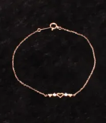 美品 カナルヨンドシー ブレスレット K10 ラインストーン ハートモチーフ レディース canal4℃