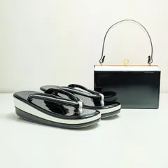 和装 草履 バッグ セット エナメル 幅広 スクエア ダークグリーン k24