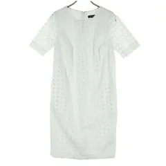 美品 Banana Republic バナナリパブリック 半袖 膝丈ワンピース 0 ホワイト バックジップ レディース 古着