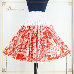 フラダンス 衣装 パウスカート ホワイト系 フラ ダンス シングル 白 赤 ハワイアン 花柄 レッスン 練習 華やか 葉っぱ柄 パウケース 爽やか スカート ハワイアンプリント ケース セット アロハ レッド系