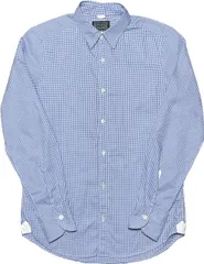 MADE IN ITALY製Cotonificio Albini生地使用 MADE IN JAPAN製 TOMORROWLAND BLUE WORK 長袖ギンガムチェック柄シャツ ブルー Mサイズ