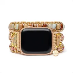 【新着商品】交換ベルト バンド ブレスレット ドレッシー アップルウォッチ リストバンド 天然石 [ ] レディース 38-45mm ハンドメイド ストラップ 多重巻きバンド CD23476AW 用 スイートジャスパー Mサイズ watch (Series 1