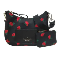 【新品】ケイトスペード バッグ ショルダーバッグ KE437 001 (ブラックマルチ) kate spade チェルシー ナイロン ローズ トス プリンテッド クロスボディ 斜め掛け ミニポーチ付き アウトレット レディース