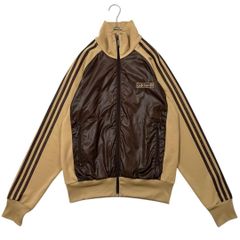 7674 adidas トラックトップ ナイロン切替 ベージュ/ブラウン M