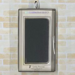  LORNA PASSONI Kipskin Leather Folio Case for iPhone 2018(5.8inch)/Navy RS8C049L
