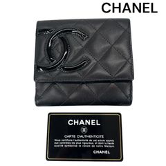 ●美品　シャネル　CHANEL カンボンライン　ラムスキン　財布　コンパクトウォレット　レディース 5D526