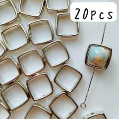 シルバー四角中抜きパーツ ビーズ リング 輪っか ハンドメイドパーツ まとめ売り スクエア 手芸 工作 材料 アクセサリー ピアス イヤリング