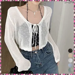 送料無料 カーディガン長袖 レディース ショート丈 クロップド丈 ニットカーディガン 薄手 透かし編み サマーニット 夏トップス 前開き へそ出し お洒落 韓国風 リボン 羽織り 冷房対策 サマーカーディガン 着やせ お出かけ