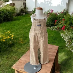 【size80-90相当】OSHKOSH オーバーオール　アメリカ製　オシュコシュ　コーデュロイ　ベージュmade in USA