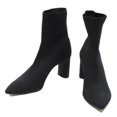 【最大30％OFF★ウィンターセール】ザラ ZARA ブーツ ソックスブーツ ♯38 ショートブーツ ポインテッドトゥ ブラック レディース 中古