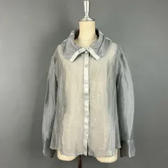 HIROKO BIS HIROKO KOSHINO ヒロコビス ヒロココシノ 長袖 シャツ ブラウス シースルー 薄手 グレー レディース 13AB 大きいサイズのサムネイル