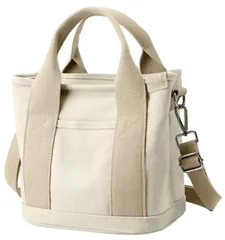 【在庫処分】ミニ トートバッグ 仕切り付き ファスナー付き 小さめ 肩掛け 斜めがけ キャンバス [Aquamie] 帆布 2way